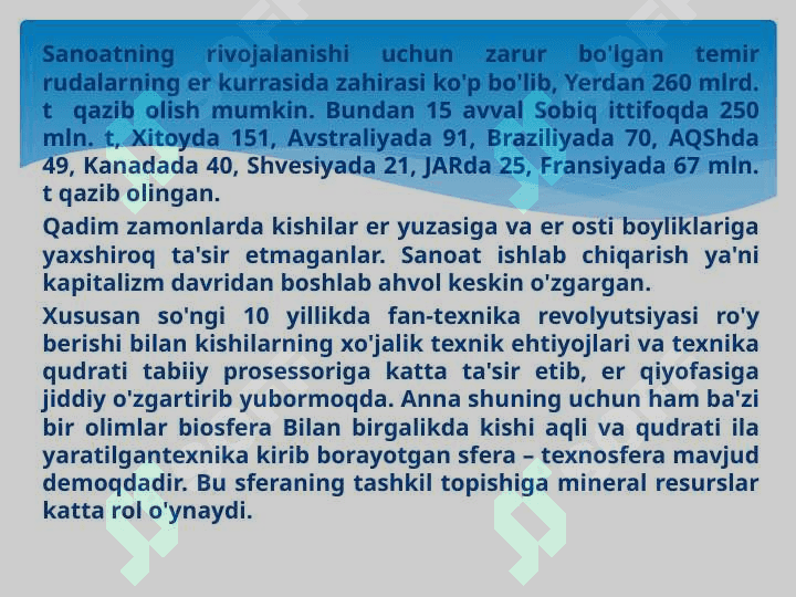 Yer osti boyliklarini muhofaza qilish 7
