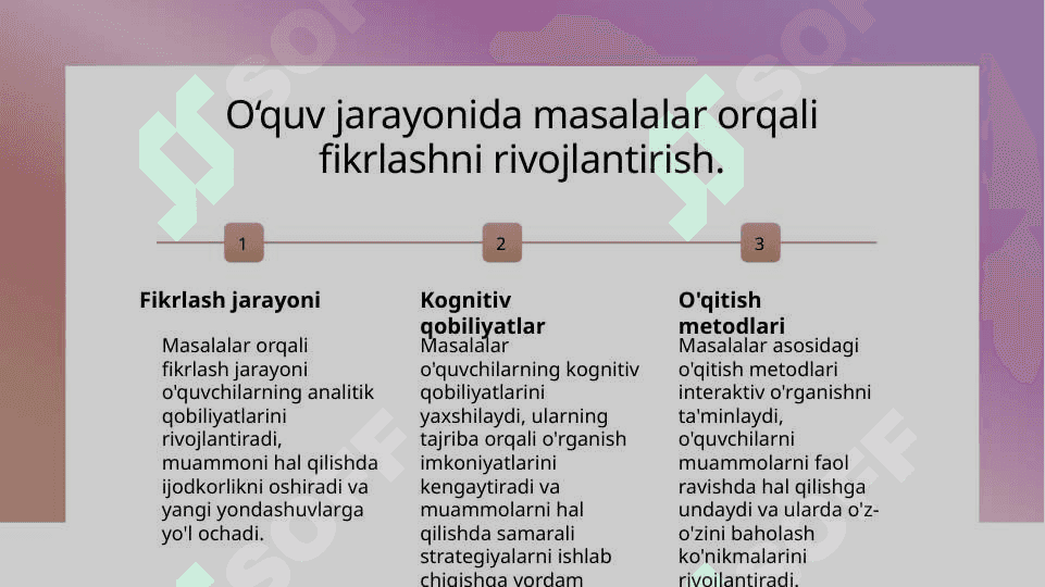 Sinfdan tashqari mashg'ulotlarda masala va mashqlardan foydalanish yo‘llarini belgilash 3