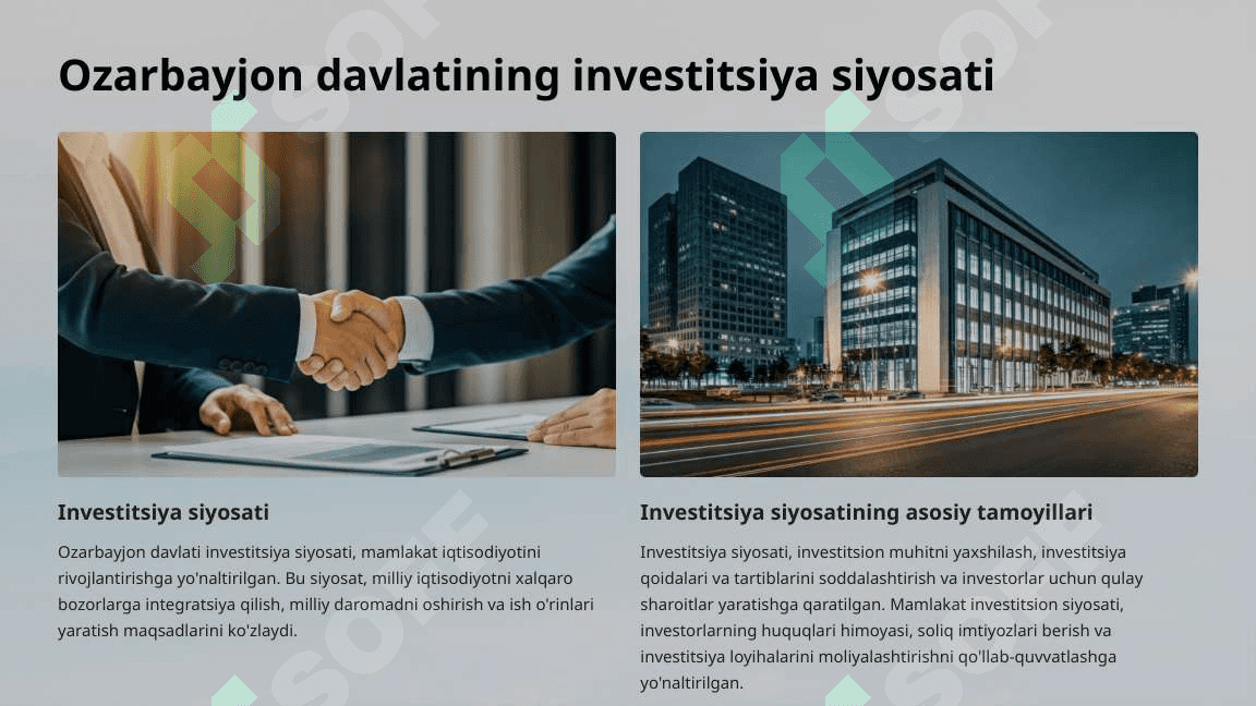 Ozarbayjon davlatining investatsiya tahlili 2