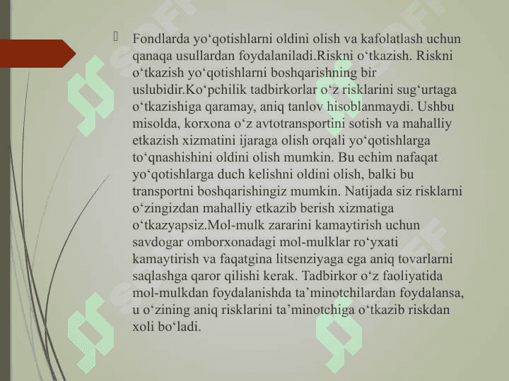 Risk nazariyasi va uning sug’urtadagi roli 6