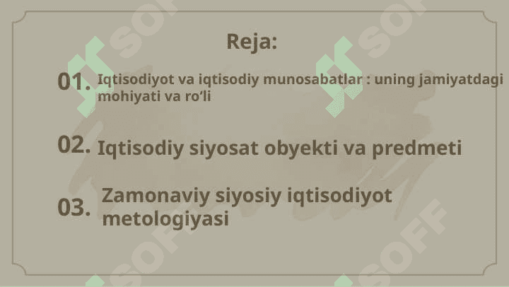 Iqtisodiy siyosat obekti, predmet va metodikasi 2
