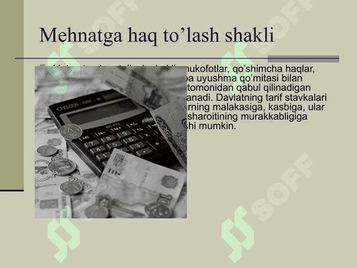 Mehnatga haq to’lashning shakllari va tizimlari hamda ularni hujjatlashtirish 4