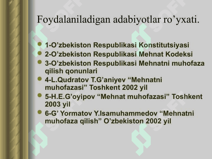 Mehnatni muhofaza qilishning umumiy masalalari 7