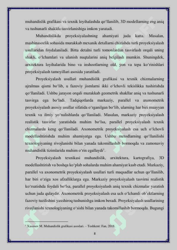 Silindr, konus, shar (sfera) va piramidaning proyeksiyalari 8