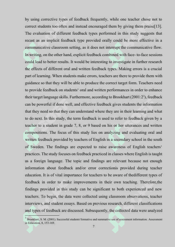 The importance of constructive feedback in teaching English to 8th graders 7