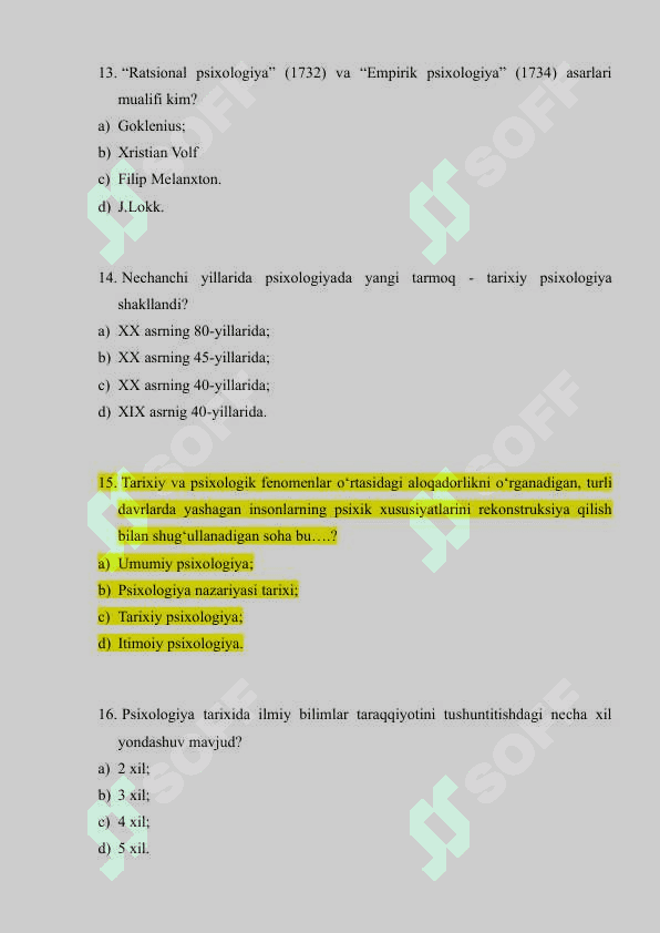 Psixologiya fanidan testlar 4