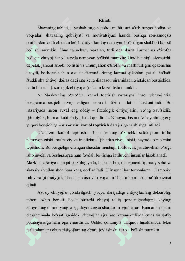 A MASLOV OʻZ OʻZINI KAMOL TOPTIRISH NAZARYASI 2