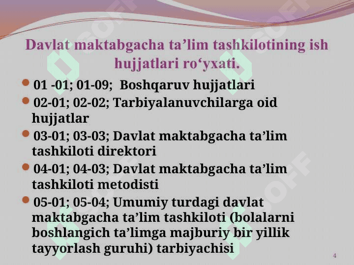 Maktabgacha ta’lim tashkilotining ish hujjatlari 4