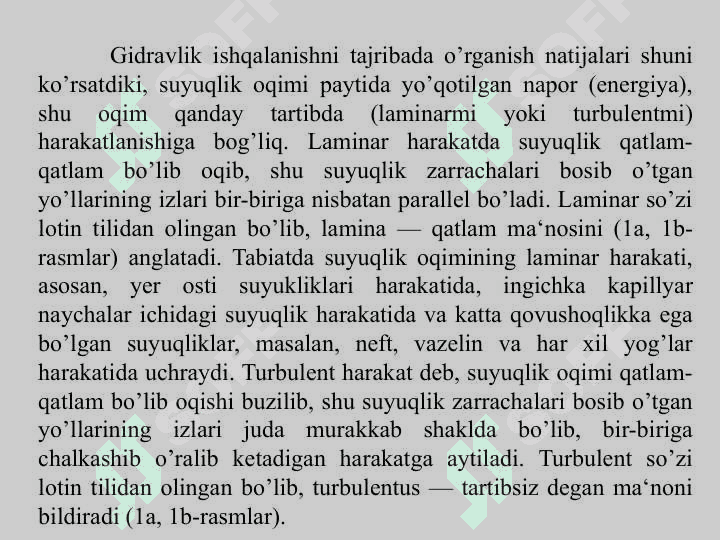 Suyuqlik harakatining tartiblari va gidrodinamik o‘xshashlik asoslari 2