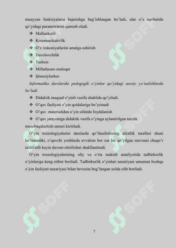 informatika darslarida o'yinli texnologiyadan foydalanish 7