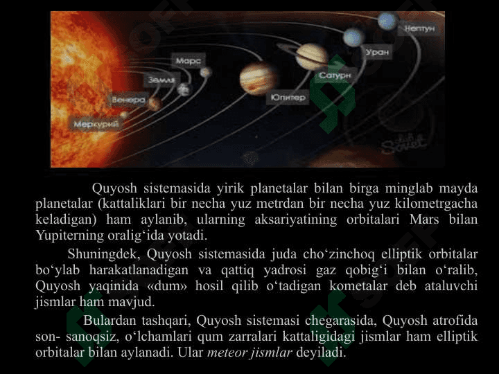 QUYOSH SISTEMASI A’ZOLARI 7
