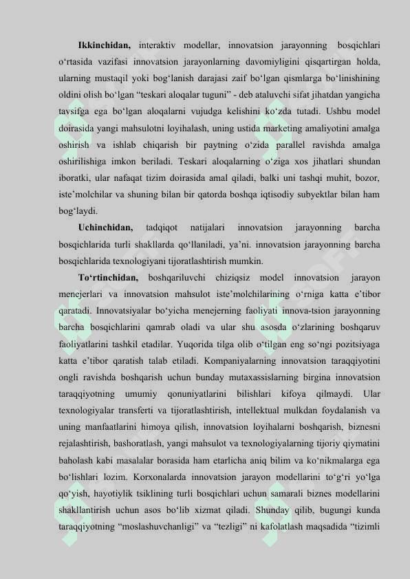 Innovatsion jarayonlarning modellari 8