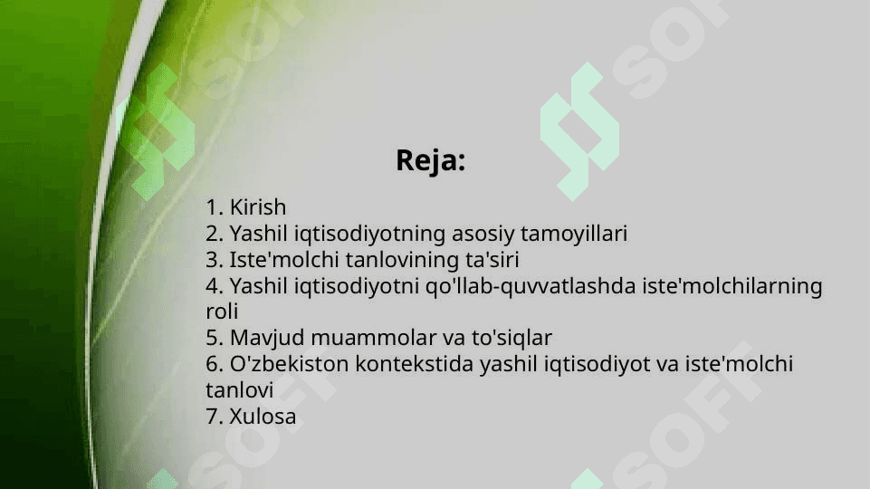 Yashil iqtisodiyot va iste’molchi tanlov 2