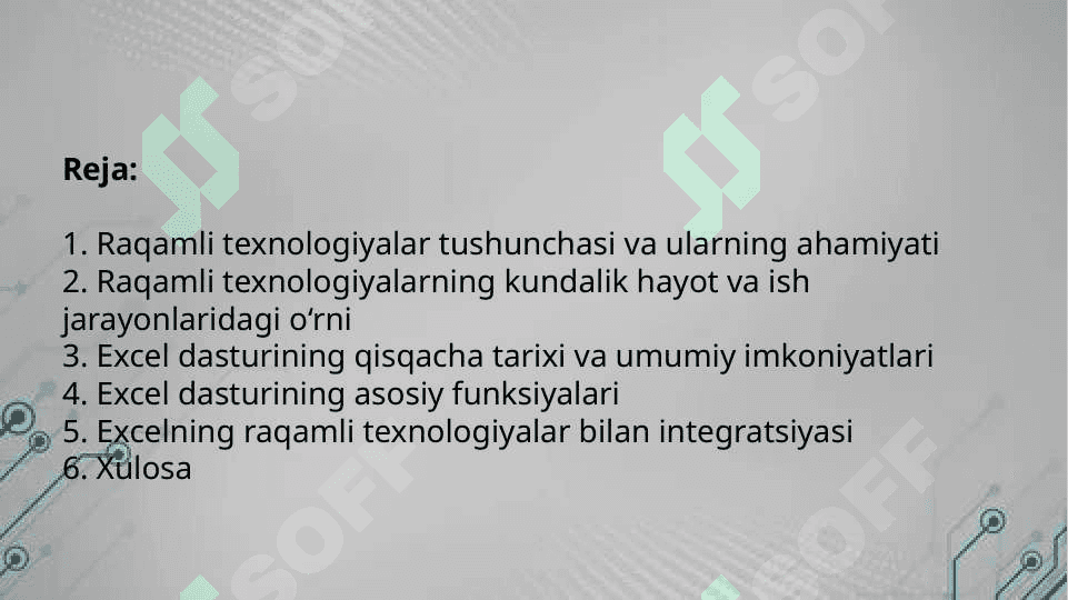 Raqamli texnologiyalar va Excel dasturi haqida 2