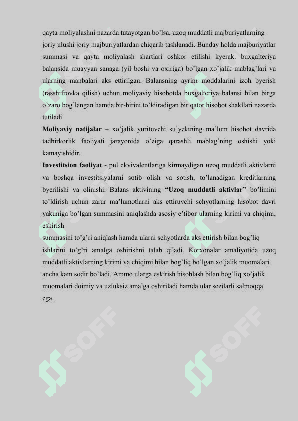 UZOQ MUDDATLI AKTIVLARNI QAYTA BAHOLASH VA UNING HISOBI. 7