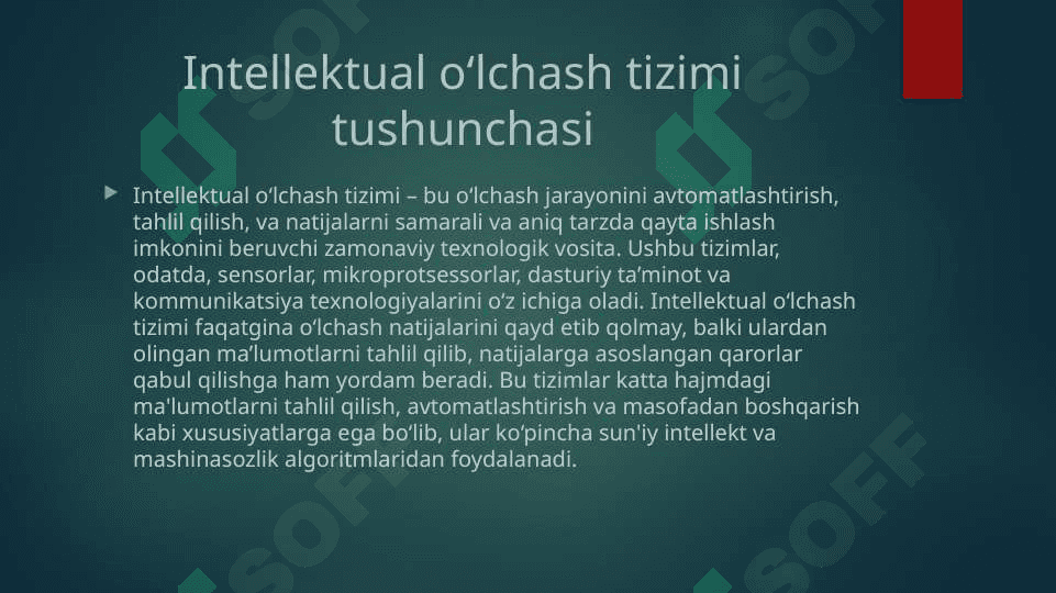 Intellektual o’lchash tizimi uning tuzilishi va vazifalari 2
