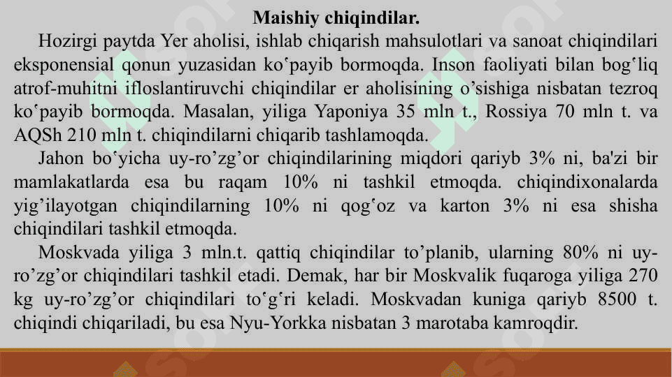 CHIQINDILARNI HOSIL BO’LISH MANBALARI VA SABABLARI , ULARNING SINFLANISHI 4