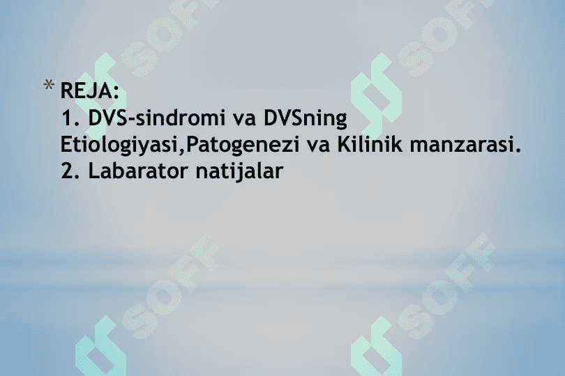 DVS sindromi . Tomir ichi tarqoq qon ivish sindromi 2