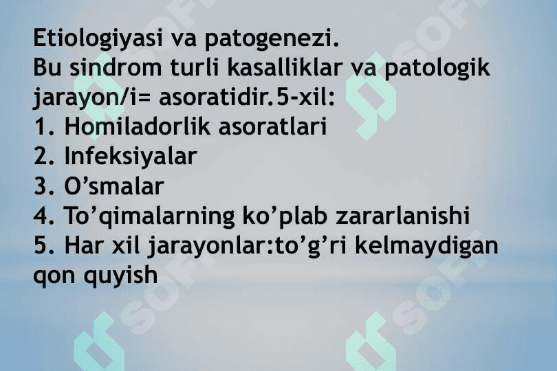 DVS sindromi . Tomir ichi tarqoq qon ivish sindromi 6