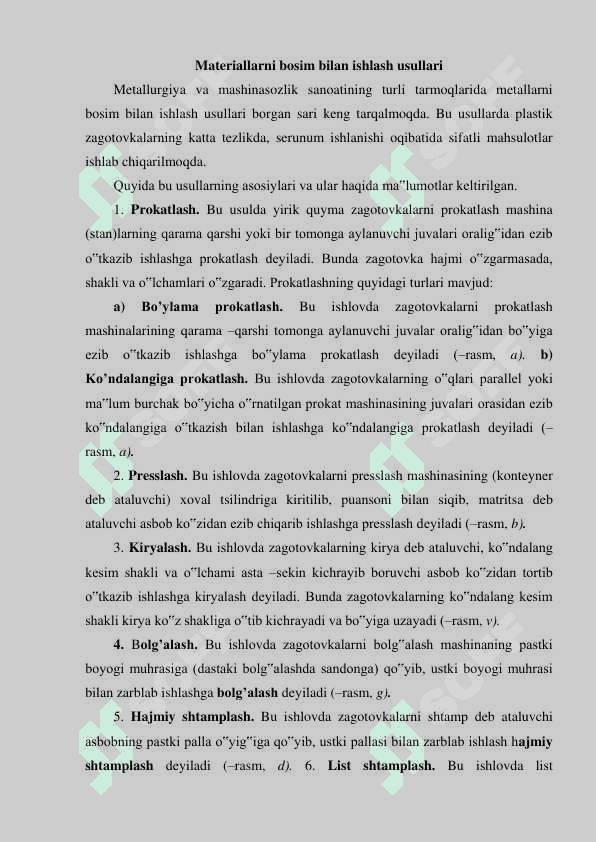 MASHINASOZLIKDA BOSIM BILAN ISHLOV BERISH 2