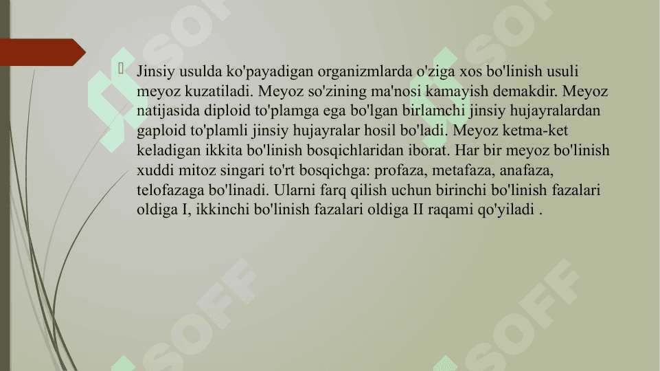 Meyozning biologik ahamiyati 2