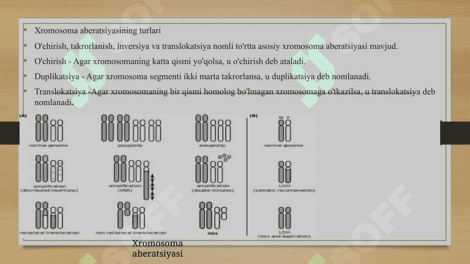 Xromosoma abberatsiyalari yoki qayta tuzilishlari 2