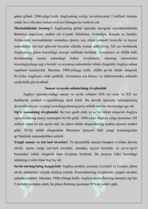 II-Jahon urushiga qadar Angilyaning iqtisodiy rivojlanishi 25 4