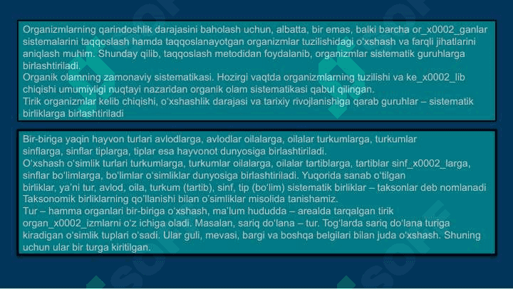 TIRIK ORGANIZMLARNING XILMA-XILLIGI 4