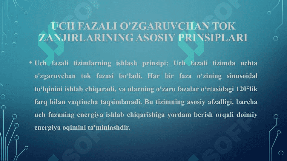 Uch fazali o'zgaruvchan tok 4