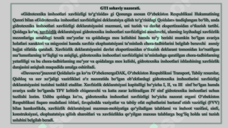 GIDROTEXNIKA INSHOOTLARI XAVFSIZLIK DEKLARATSIYASI 3