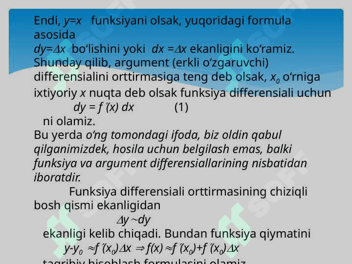 FUNKSIYANING DIFFERENSIAL TUSHUNCHASI. MURAKKAB VA TESKARI FUNKSIYA HOSILASI 5