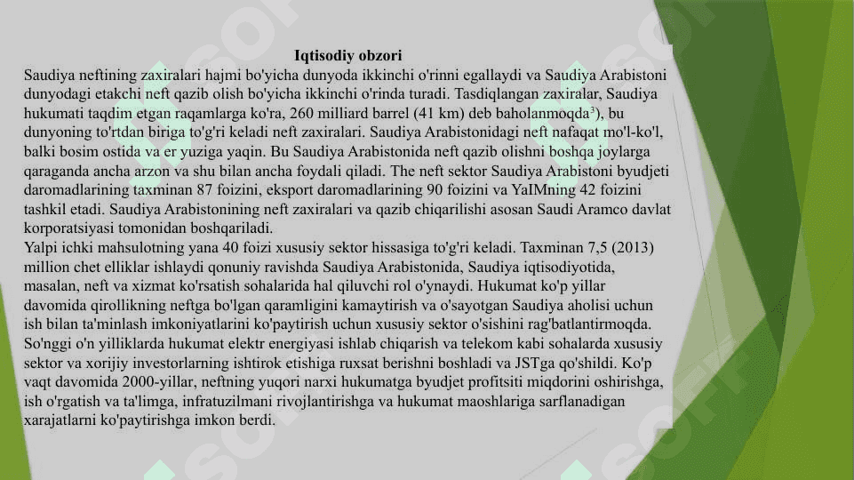 Saudiya Arabistonining iqtisodiyoti va YAIM 3