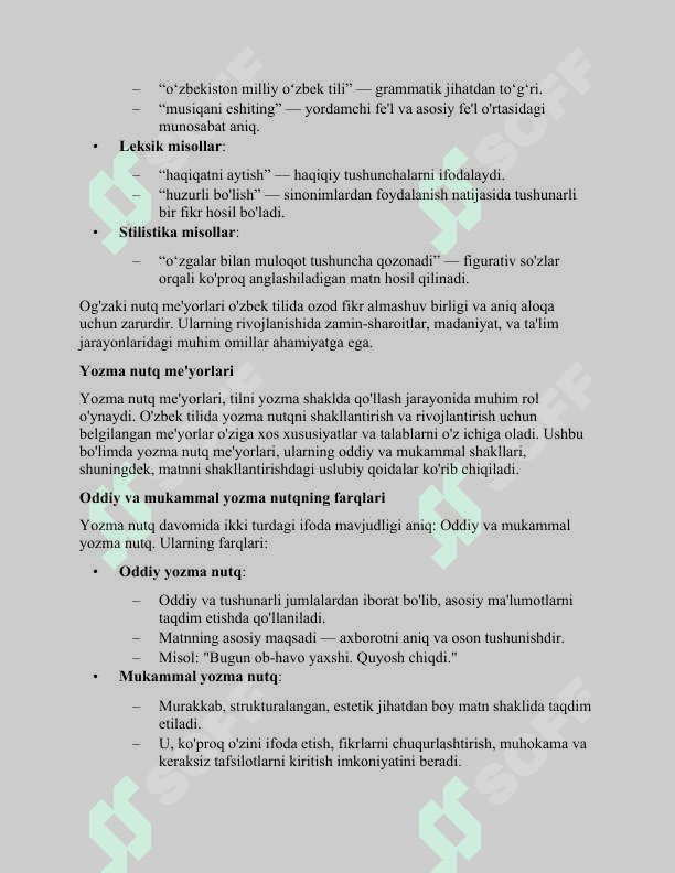 O'zbek tilida og'zaki va yozma adabiy nutq me'yorlari 7