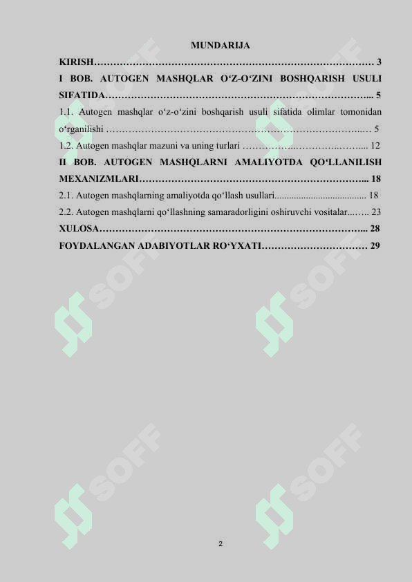 Autogen mashqlar faoliyati mexanizmlari 2