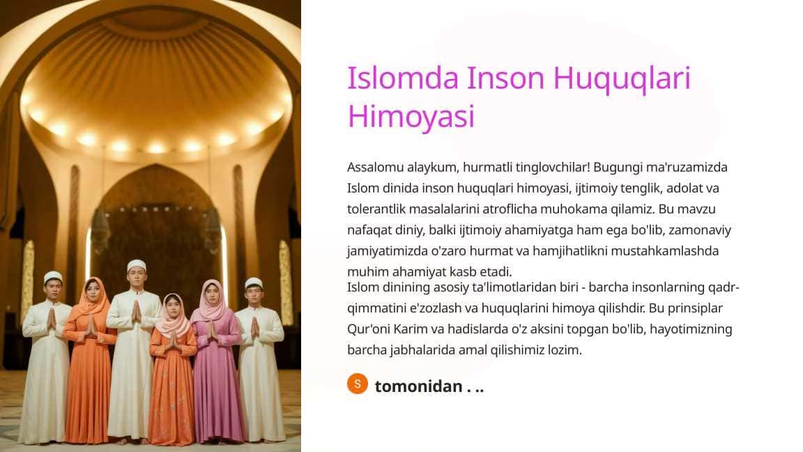 Islomda Inson Huquqlari Himoyasi