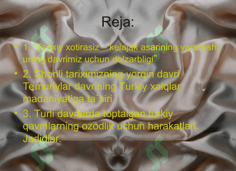 TARIXIY XOTIRASIZ KELAJAK YO`Q 2