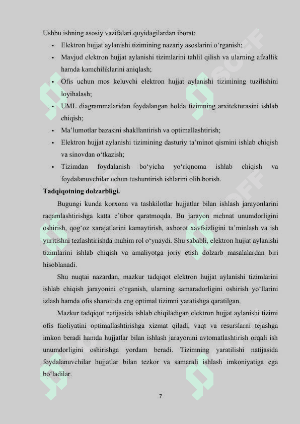 Ofis uchun elektron hujjat aylanishi tizimini ishlab chiqish. 5
