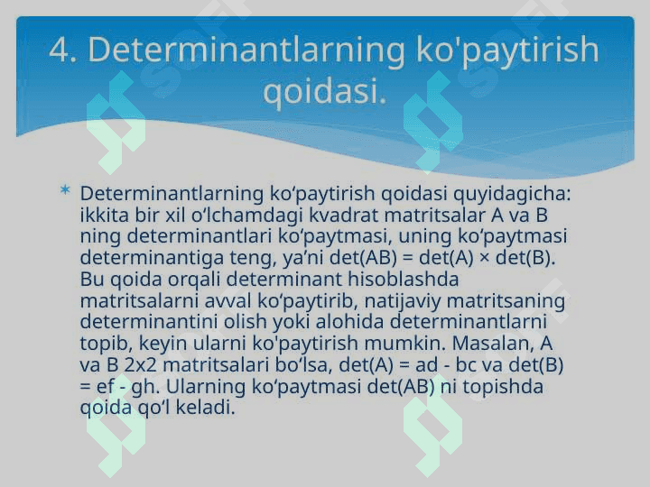 Determinantlar nazariyasini aksiomatik qurish 5