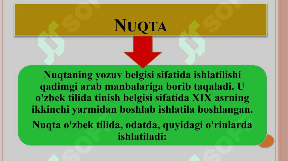 Tinish belgilari  va ularning qo`llanishi 5