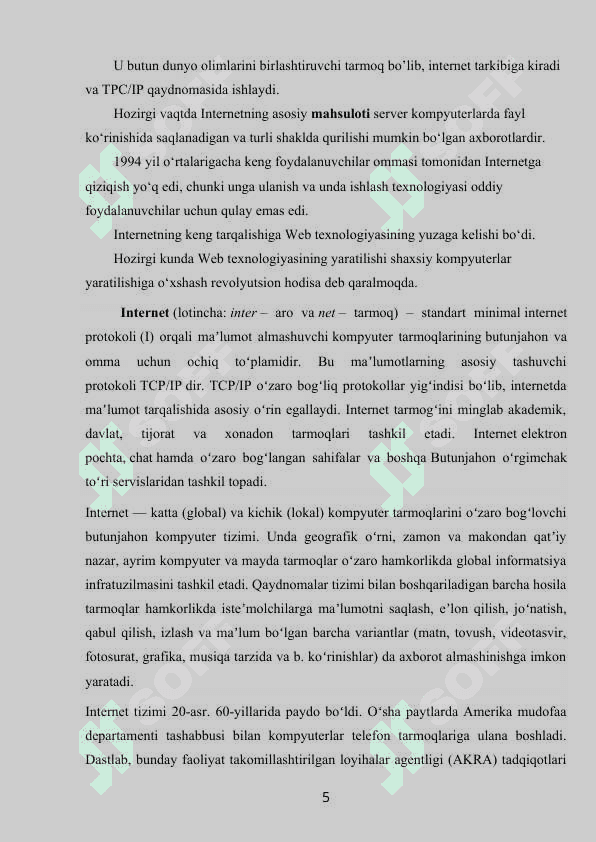 Internet va uning imkoniyatlari 5