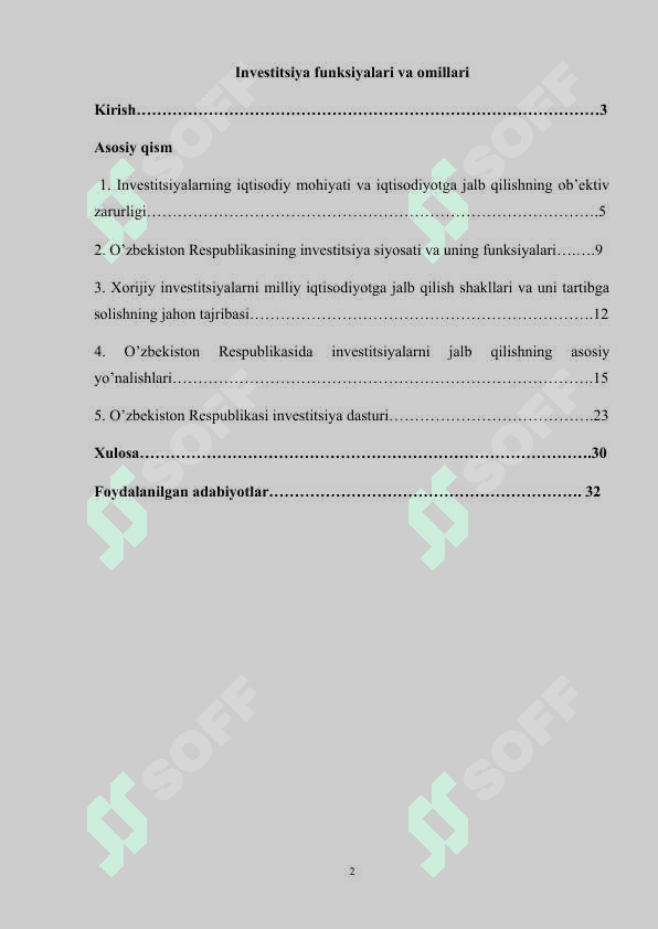 Investitsiya funksiyalari va omillari 2