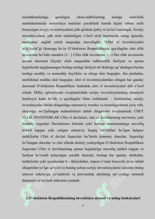 Investitsiya funksiyalari va omillari 8