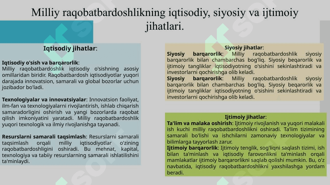 Globallashuv sharoitida mamlakatning milliy raqobatbardoshligini oshirish yo'llari 5