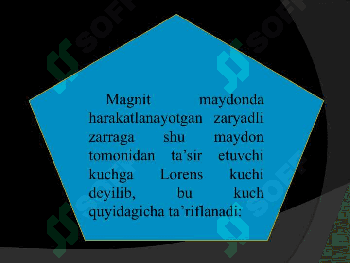 Bir jinsli magnit maydonda zaryadli zarraning harakati. Lorens kuchi 6