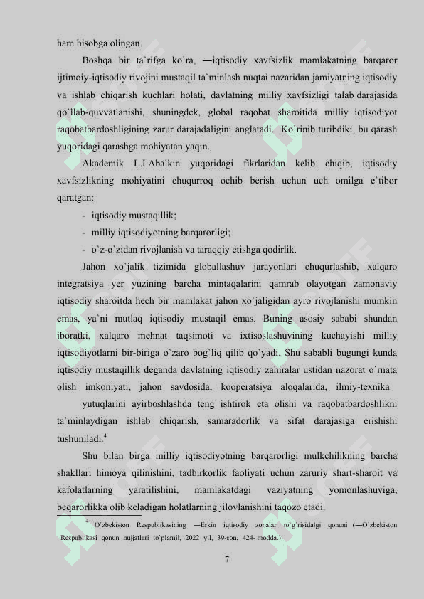 IQTISODIY XAVFSIZLIK VA UNING TURLARI 7