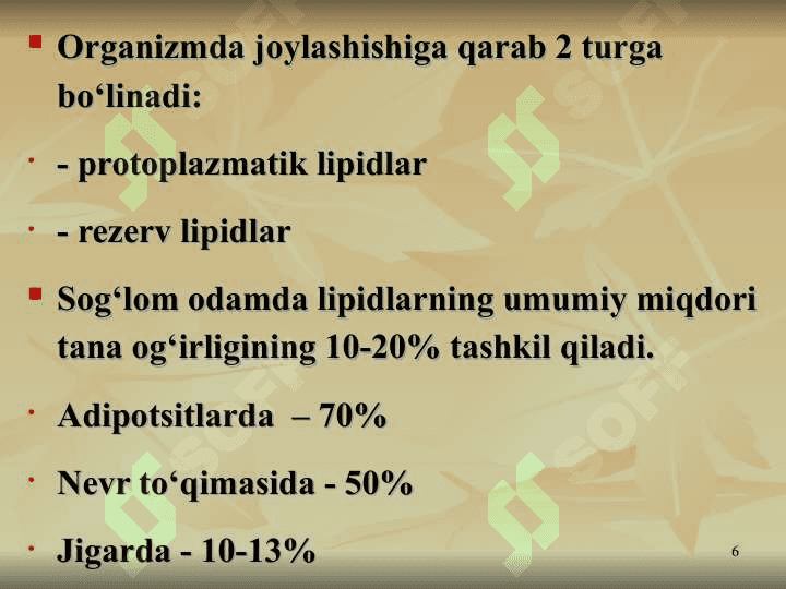 LIPIDLAR ALMASHINUVI BIOKIMYOSI 6