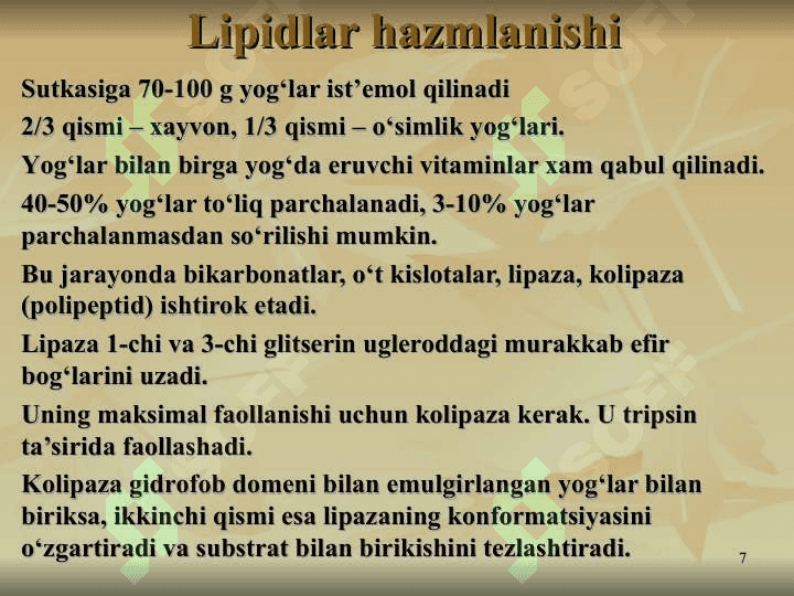 LIPIDLAR ALMASHINUVI BIOKIMYOSI 7