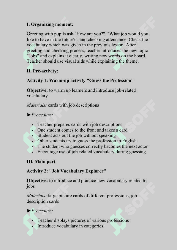 job (lesson plan) 3