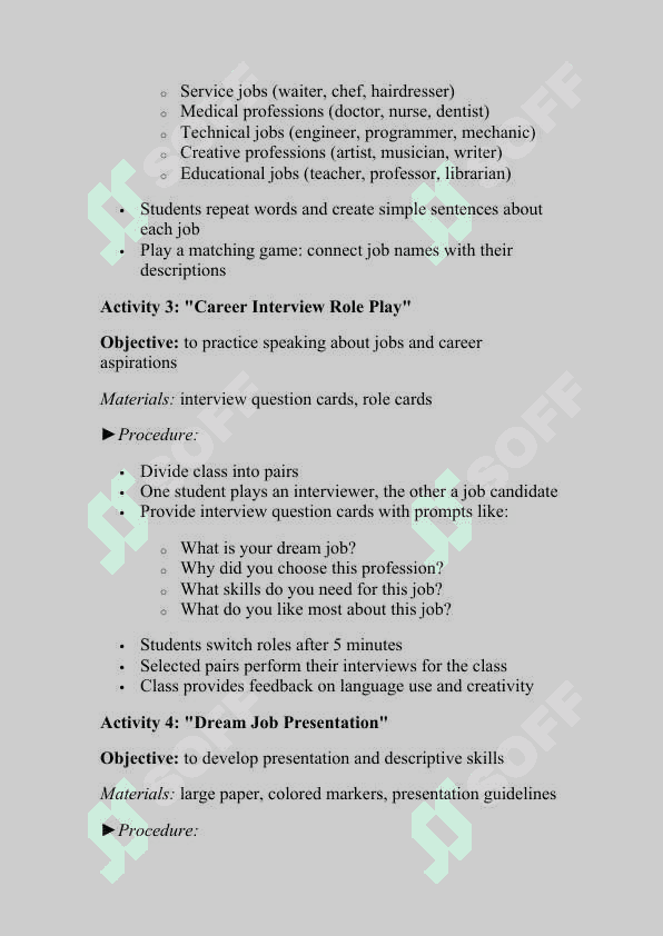 job (lesson plan) 4