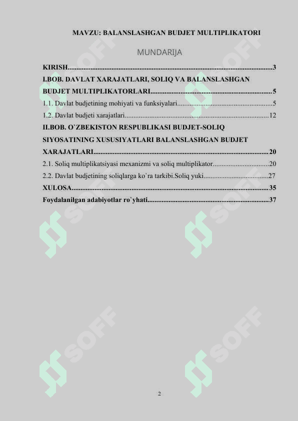 BALANSLASHGAN BUDJET MULTIPLIKATORI 2
